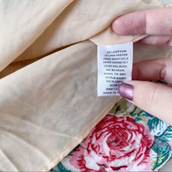 Umgee | Sleeveless Floral Print High Neck Dress Crochet Yoke Ruffle Hem Brunch - Picture 14 of 15